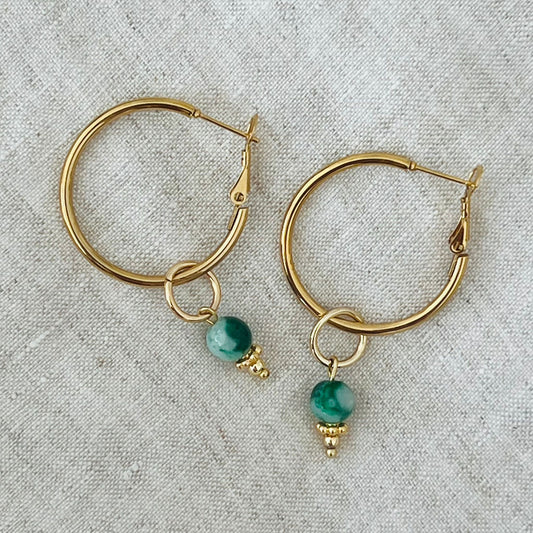 Watercolor Jade  Hoop Earrings