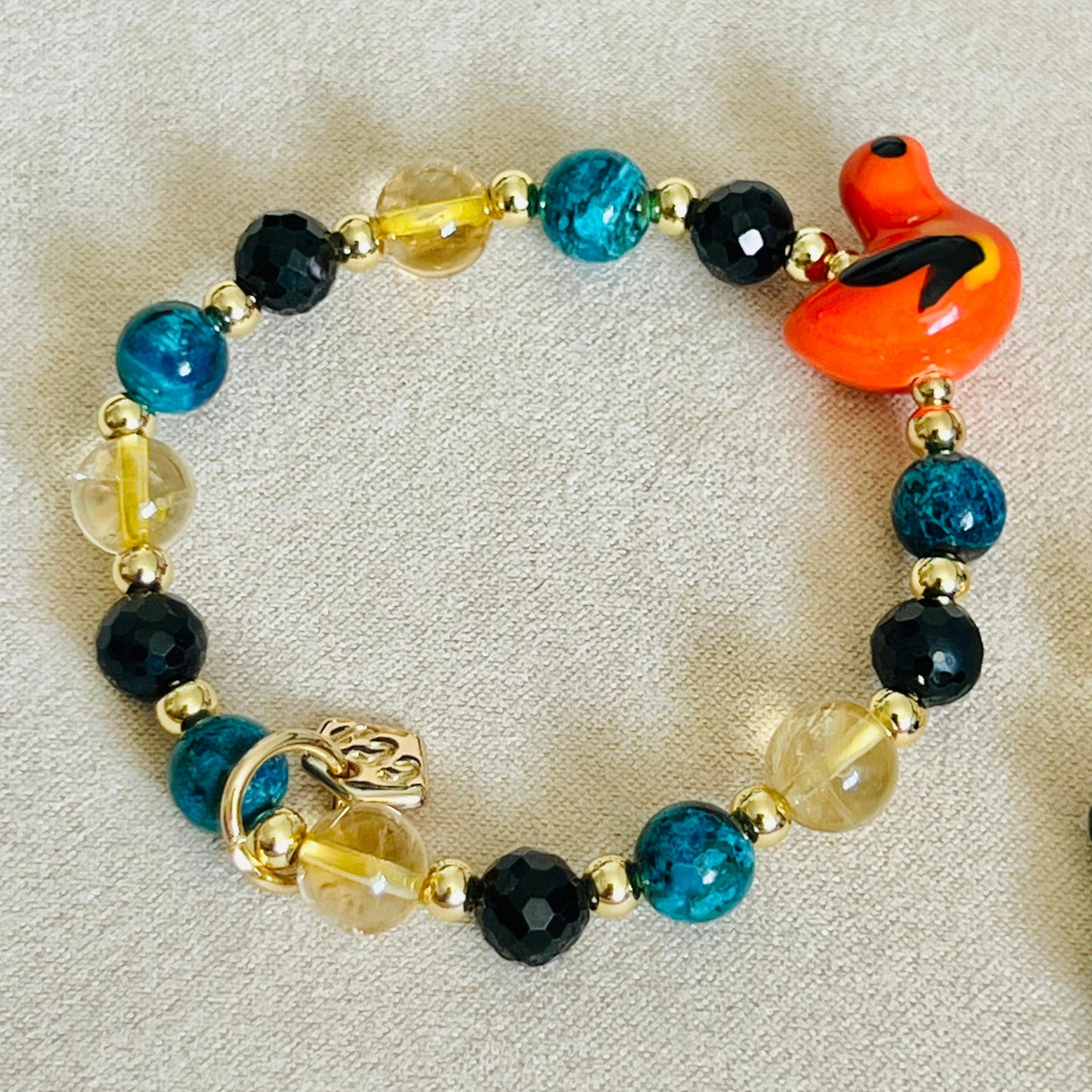 Black Onyx, Citrine & Turquoise Hermes Birdie Bracelet