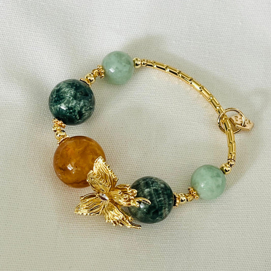 Golden Healer, Jade & Seraphinite Diadem Bracelet