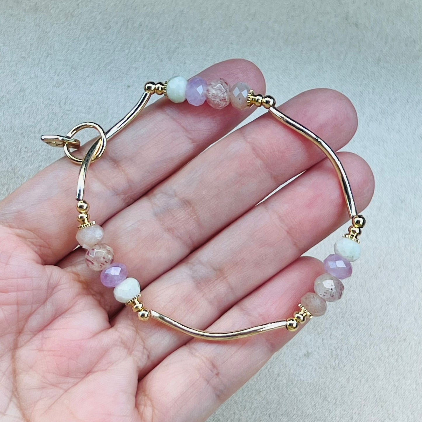 Amethyst, Jade, Strawberry Quartz & Sunstone La Grace Bracelet