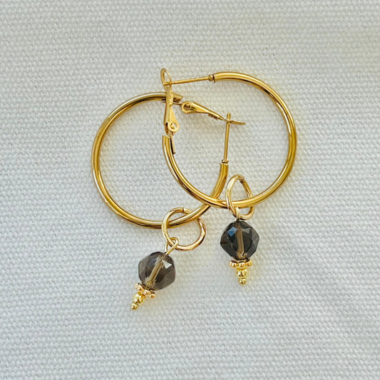 Smoky Quartz Hoop Earrings