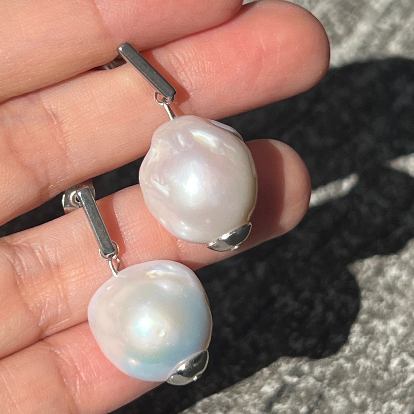 Puffy Baroque Pearl Earrings SHW