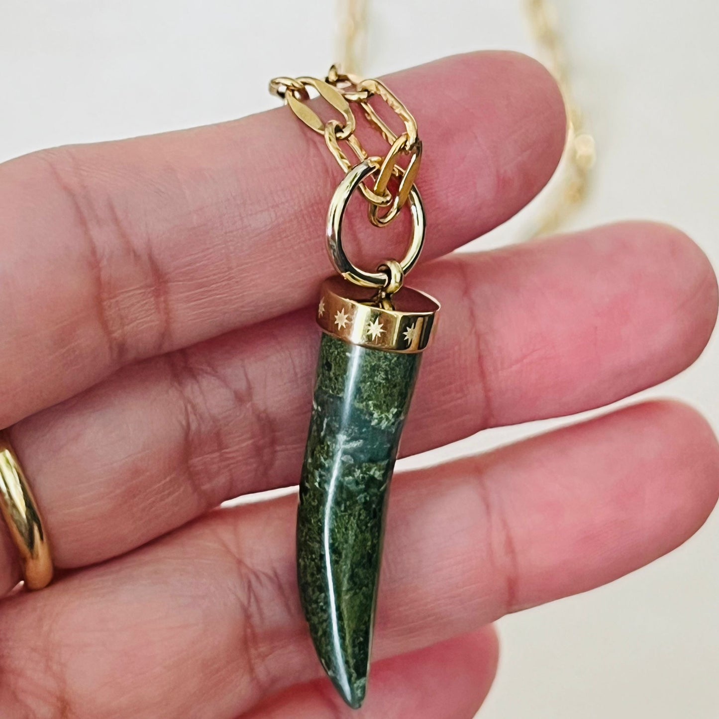 Unakite Horn Pendant