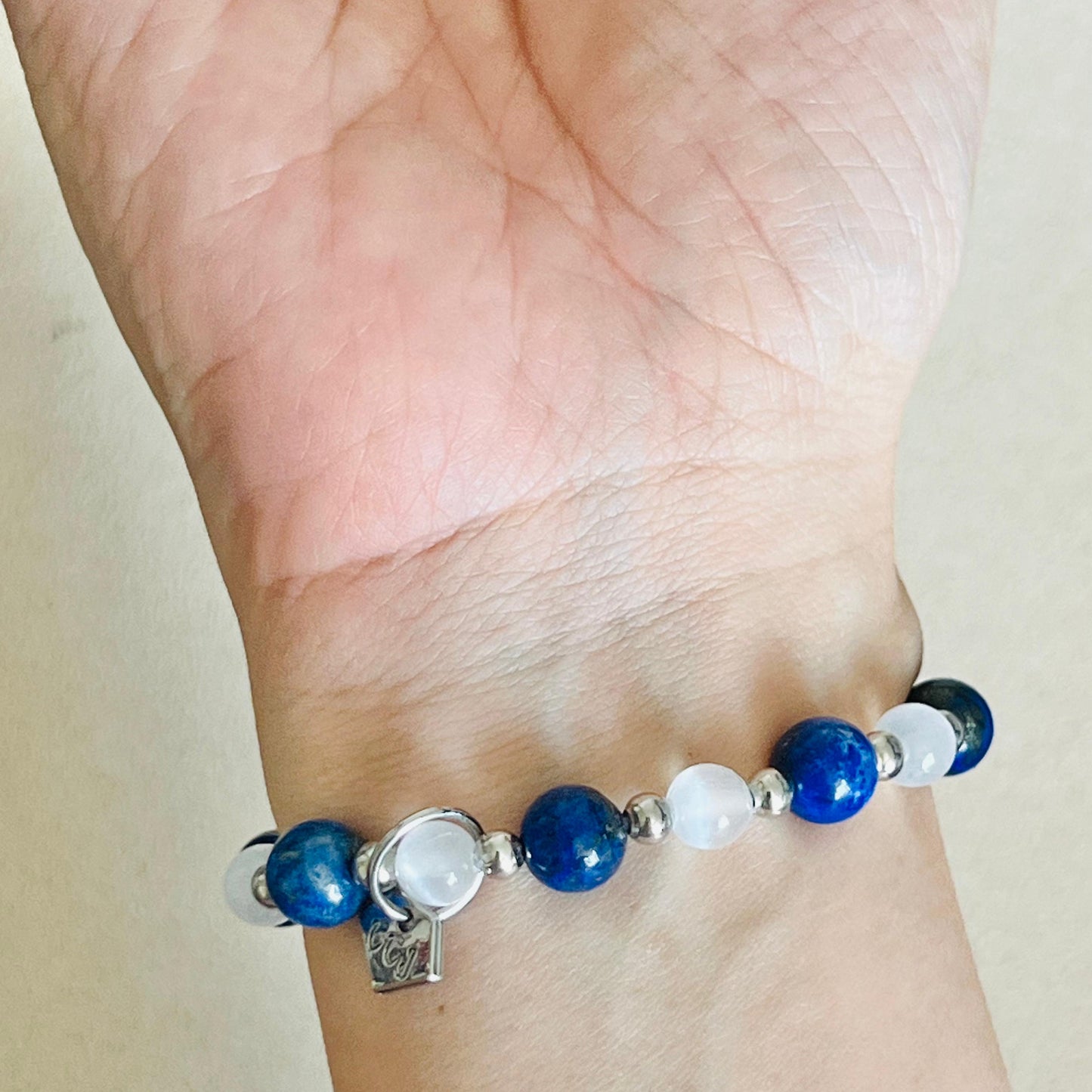 Lapis Lazuli & Selenite Blessings Bear Bracelet