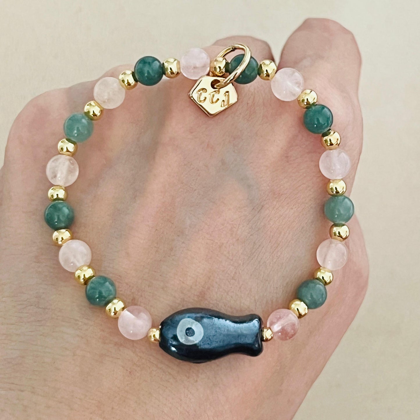 Blue Jade & Morganite Money Fish Bracelet 🐟