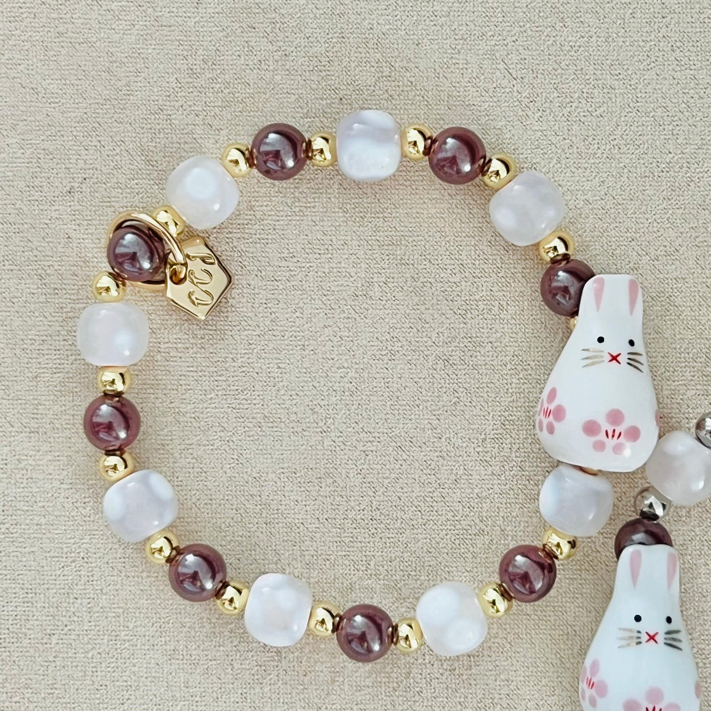 Cinnabar & Snowflake Agate Heavenly Bunny Bracelet