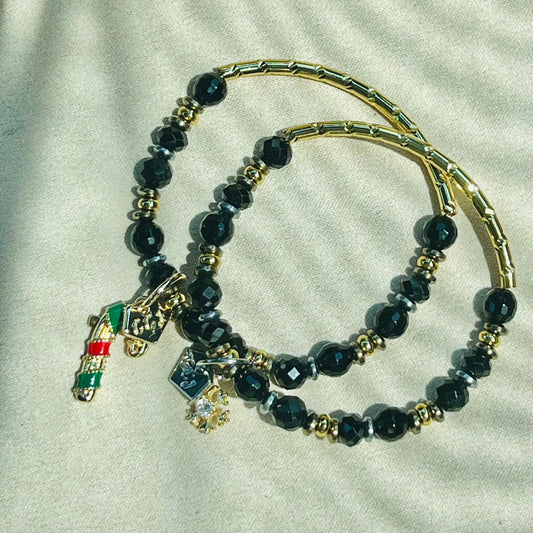 Black Onyx, Black Spinel & Black Tourmaline Baby Diadem Bracelet