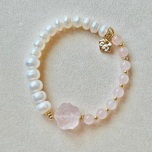 Rose Quartz & Pearls Bracelet