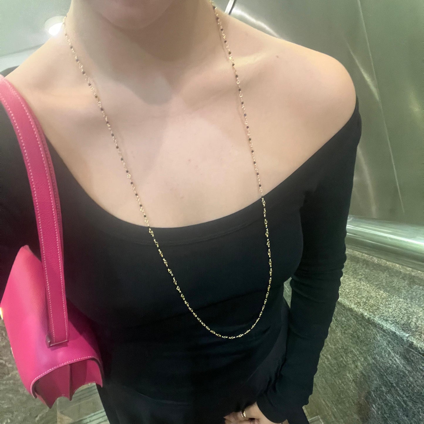 Black Spinel Long Necklace