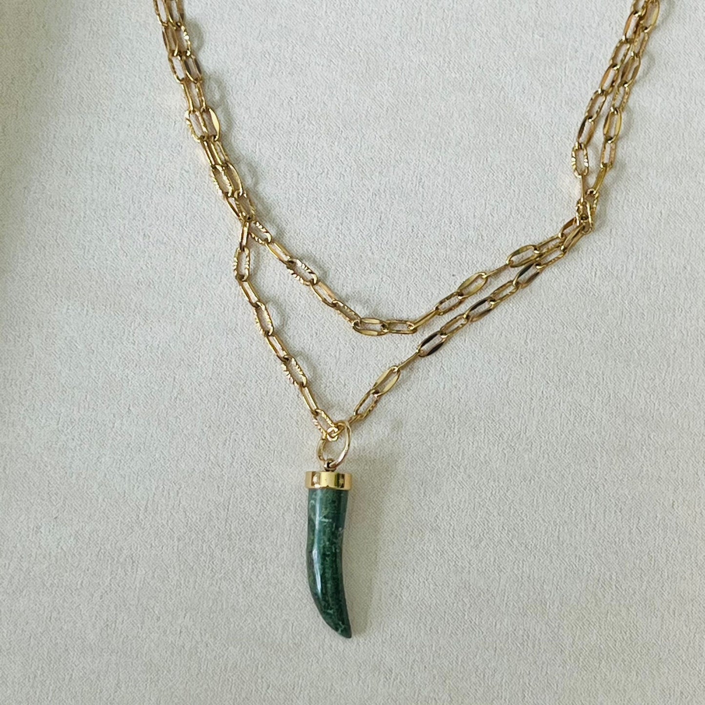 Unakite Horn Pendant