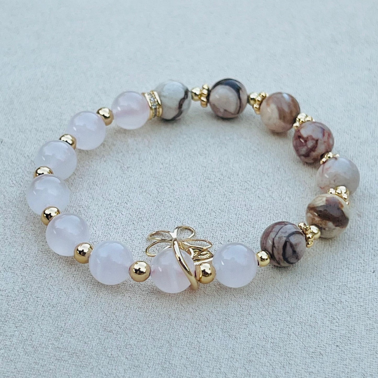 Australian Zebra Jasper & Pink Calcite Baby Bracelet