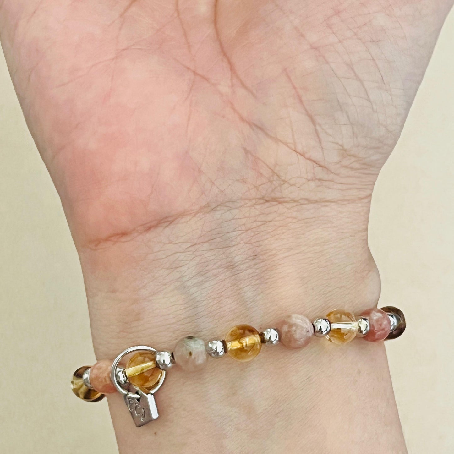 Citrine & Plum Blossom Agate Merry Monkey Bracelet