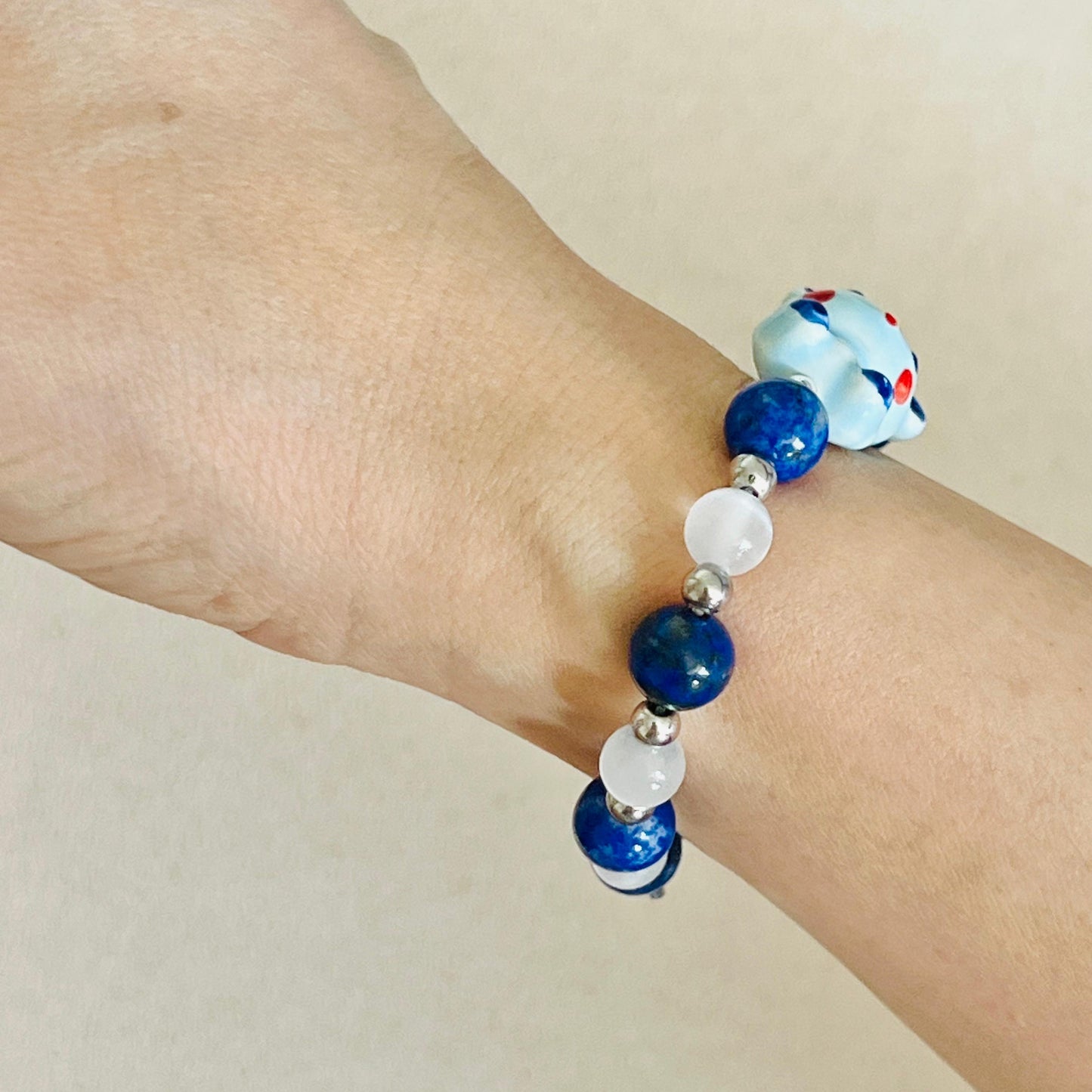 Lapis Lazuli & Selenite Blessings Bear Bracelet