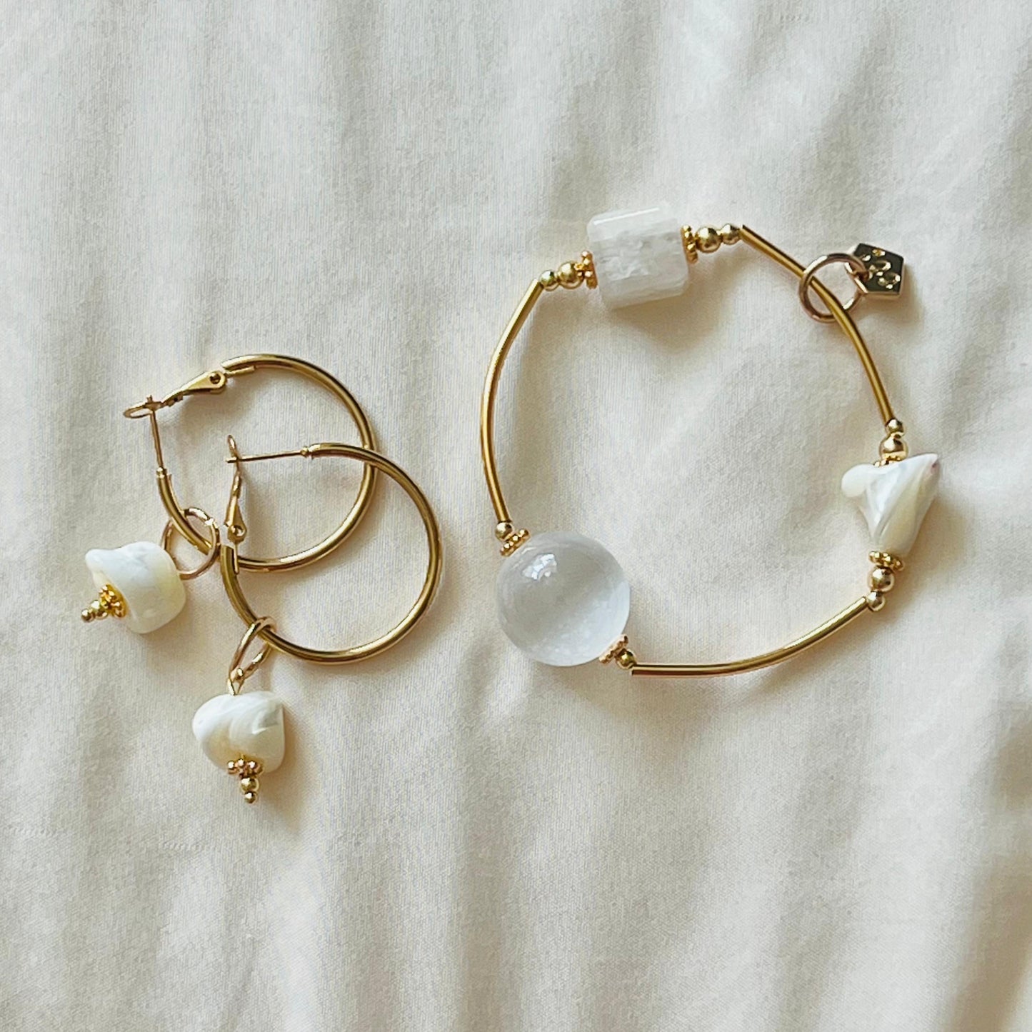 Mother Of Pearl Hoop Earrings