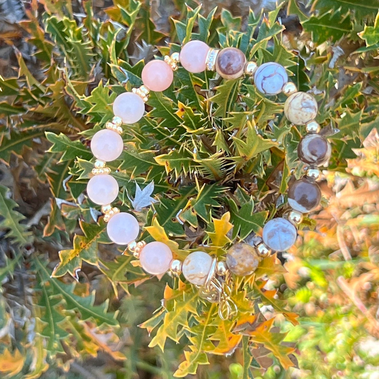 Australian Zebra Jasper & Peach Aventurine Baby Bracelet