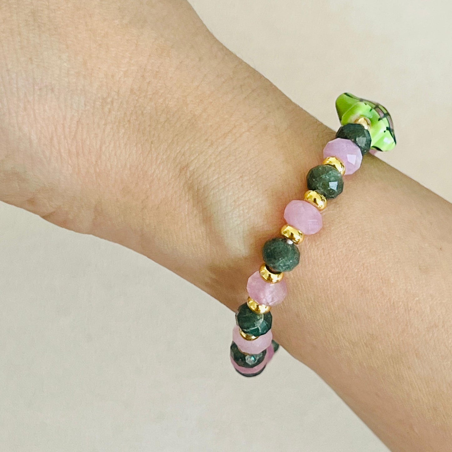 Amethyst & Green Apatite Peppermint Koi Bracelet