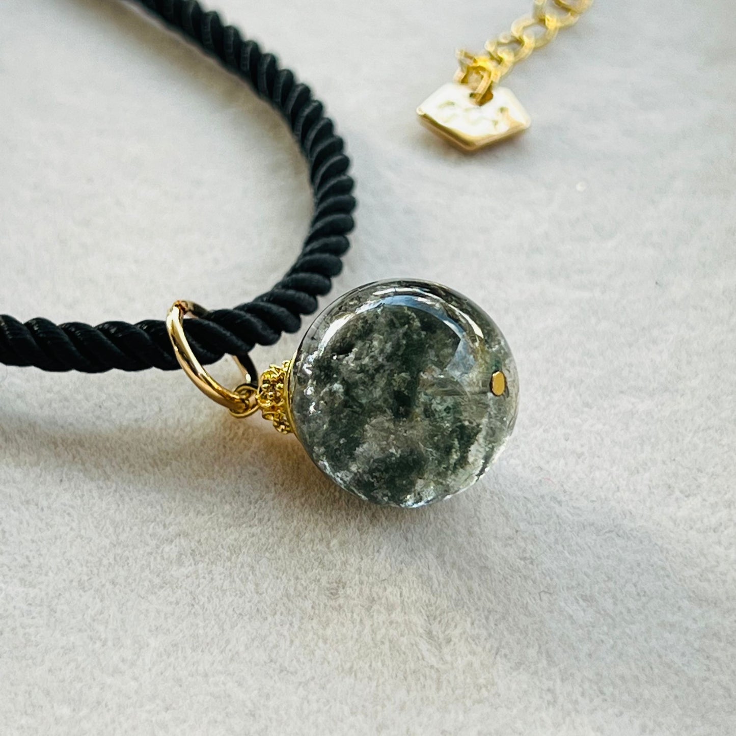 Green Phantom Quartz Silk Twist Necklace