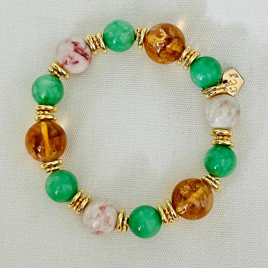 Cinnabar In Quartz, Citrine & Variscite Juicy Bracelet