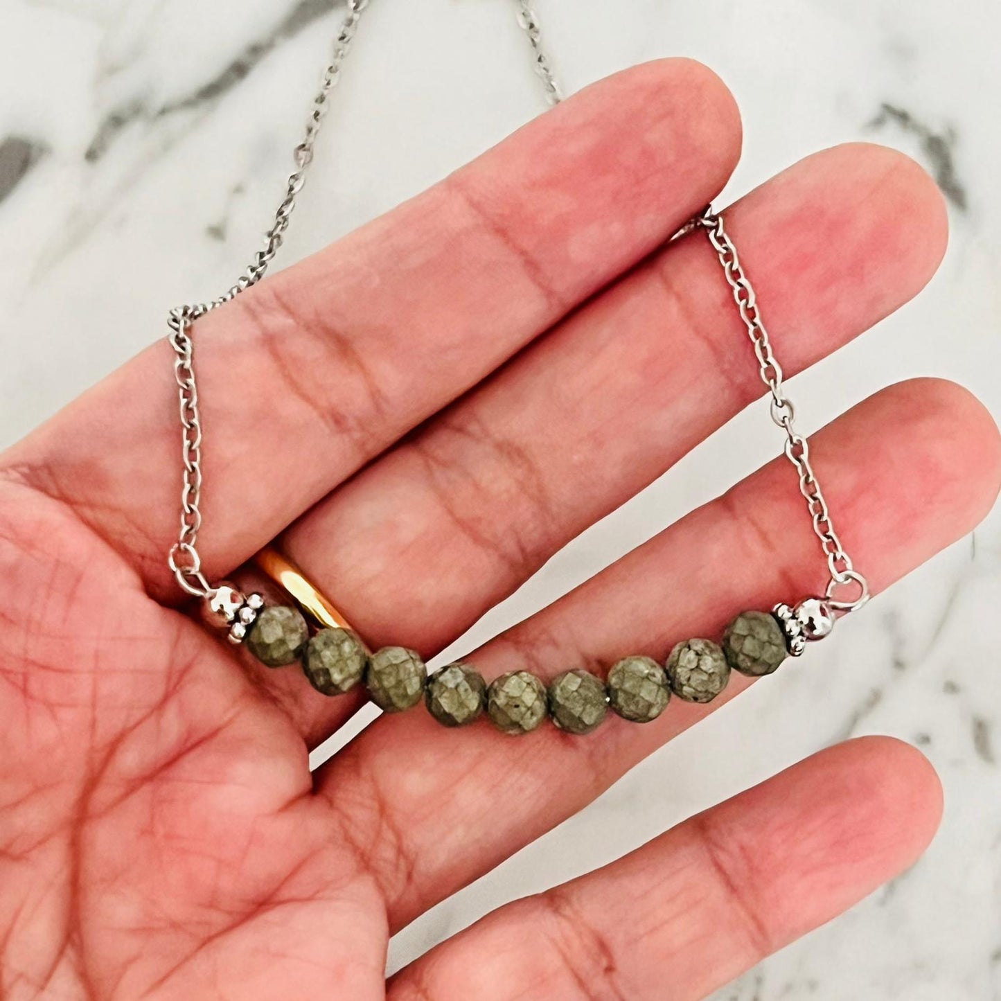 Pyrite Moon Necklace SHW