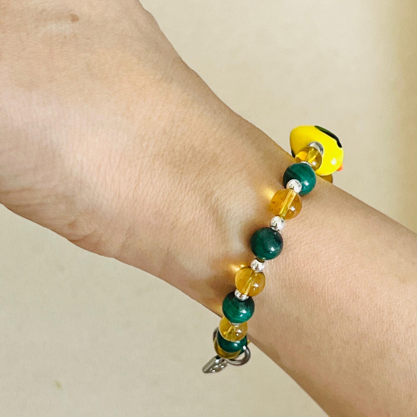 Blue Amber & Malachite Faithful Duckie Bracelet