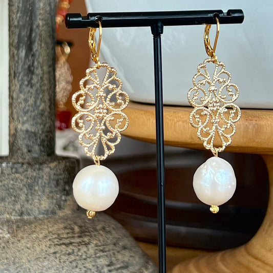 Filigree Pearl Earrings