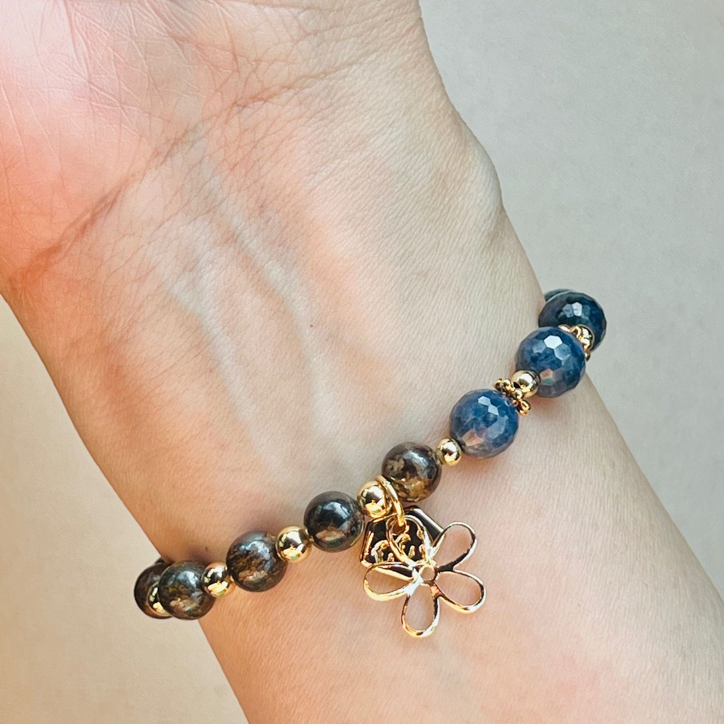 Blue Sapphire & Bronzite Baby Bracelet