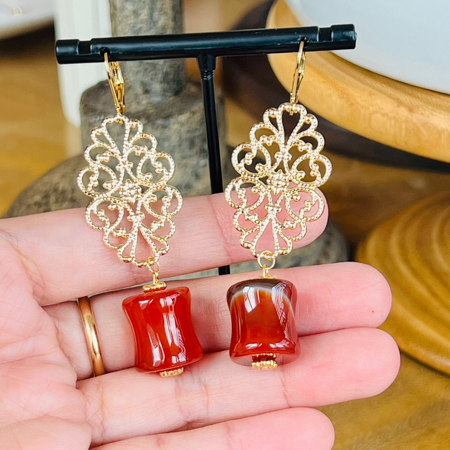 Filigree Carnelian Earrings