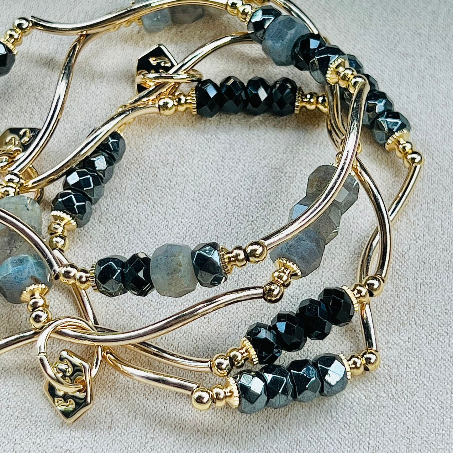 Black Spinel, Hematite & Labradorite La Grace Bracelet