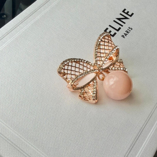 Peruvian Pink Opal Ribbon Brooch