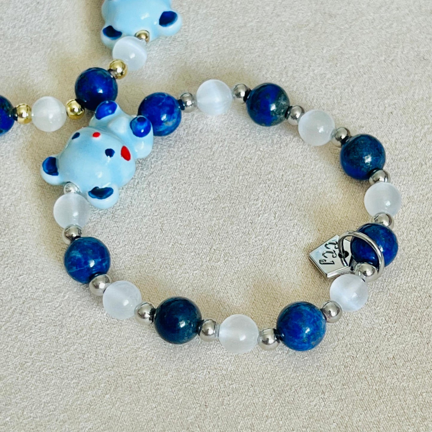 Lapis Lazuli & Selenite Blessings Bear Bracelet