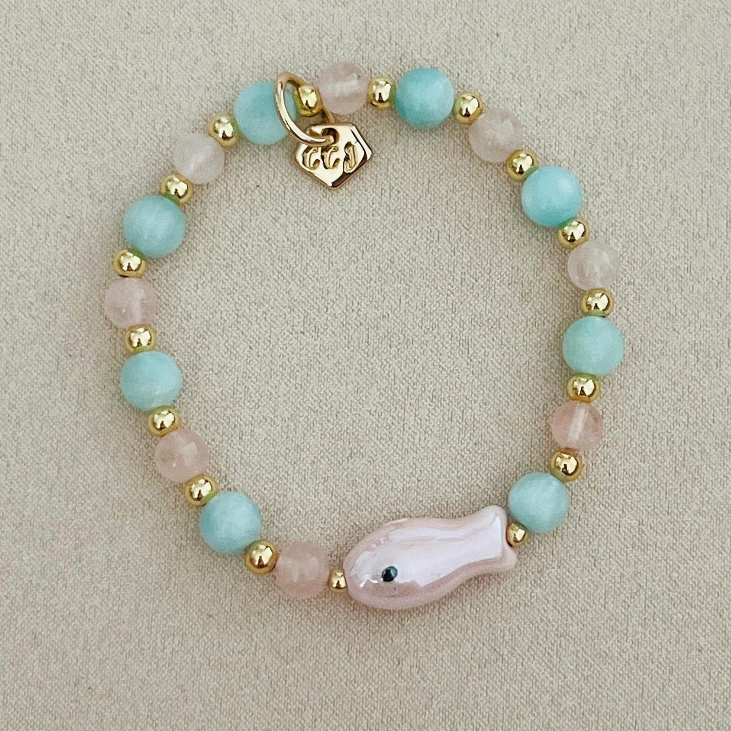 Hemimorphite & Morganite Money Fish Bracelet 🐟