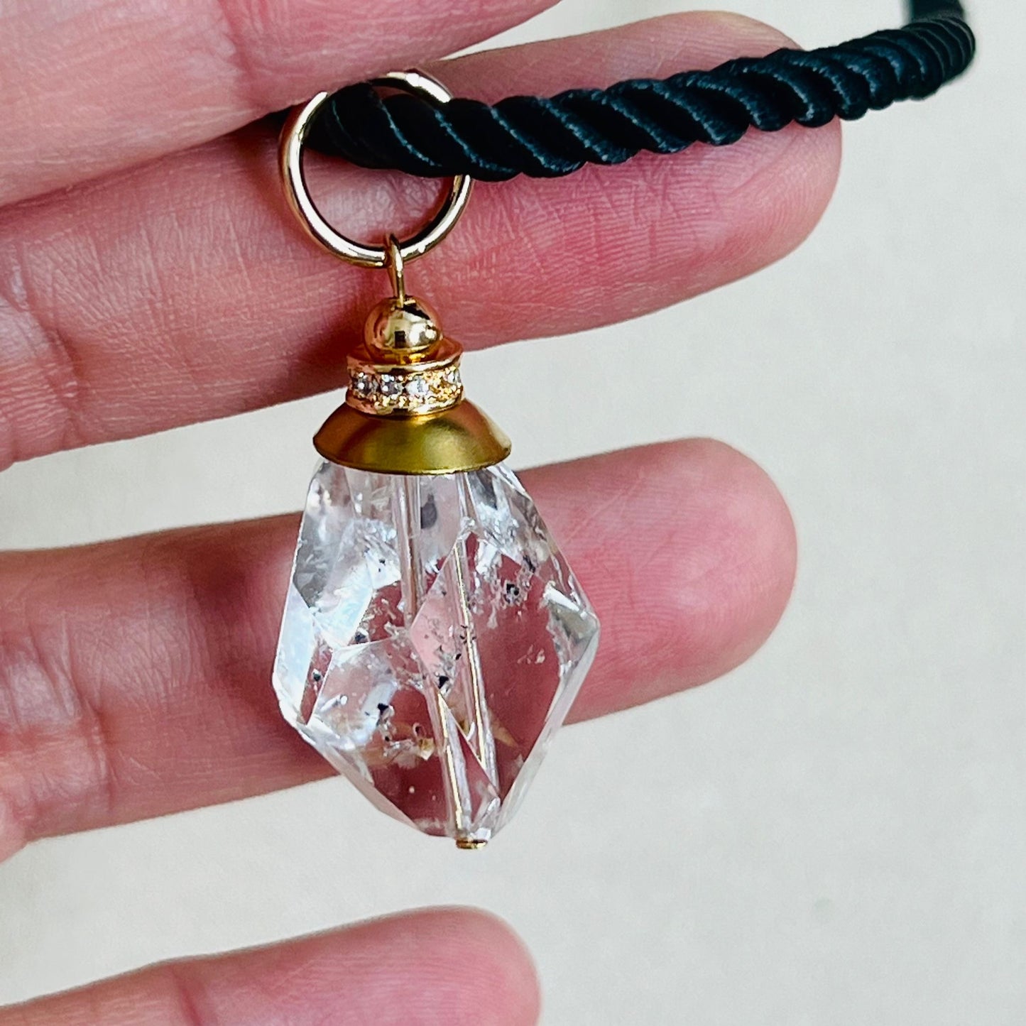 Raw Herkimer Diamond Silk Twist Necklace