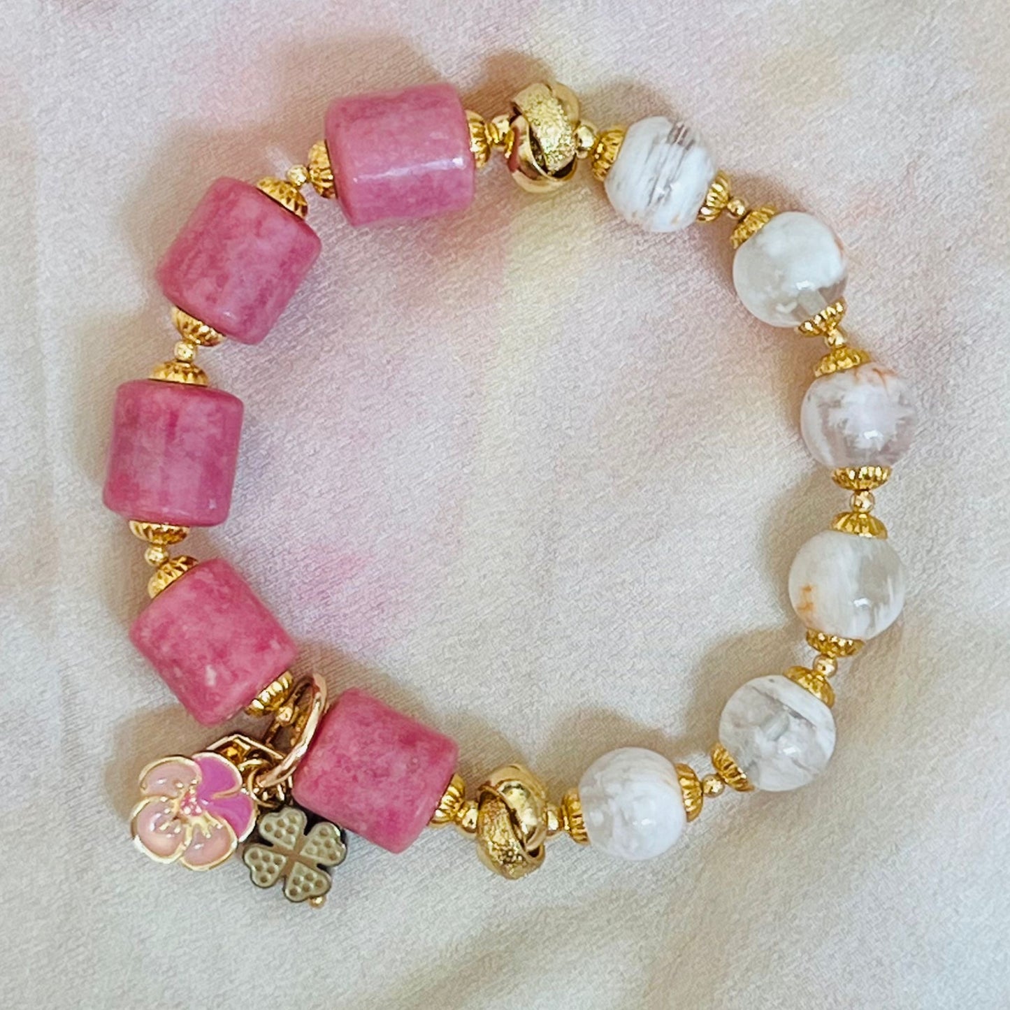 Candy Rhodonite & Sakura Phantom Quartz Bracelet