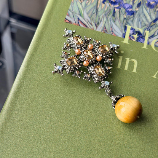 Honey Tigereye Byzantine Brooch