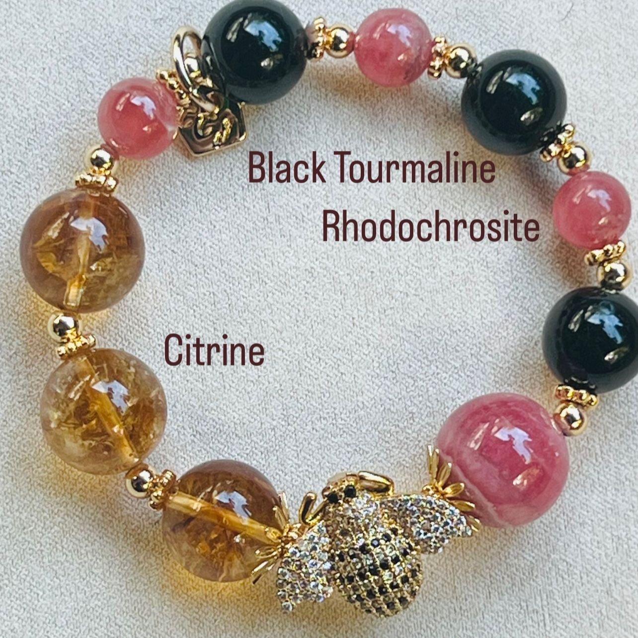 Rhodochrosite Jewel Bee Bracelet