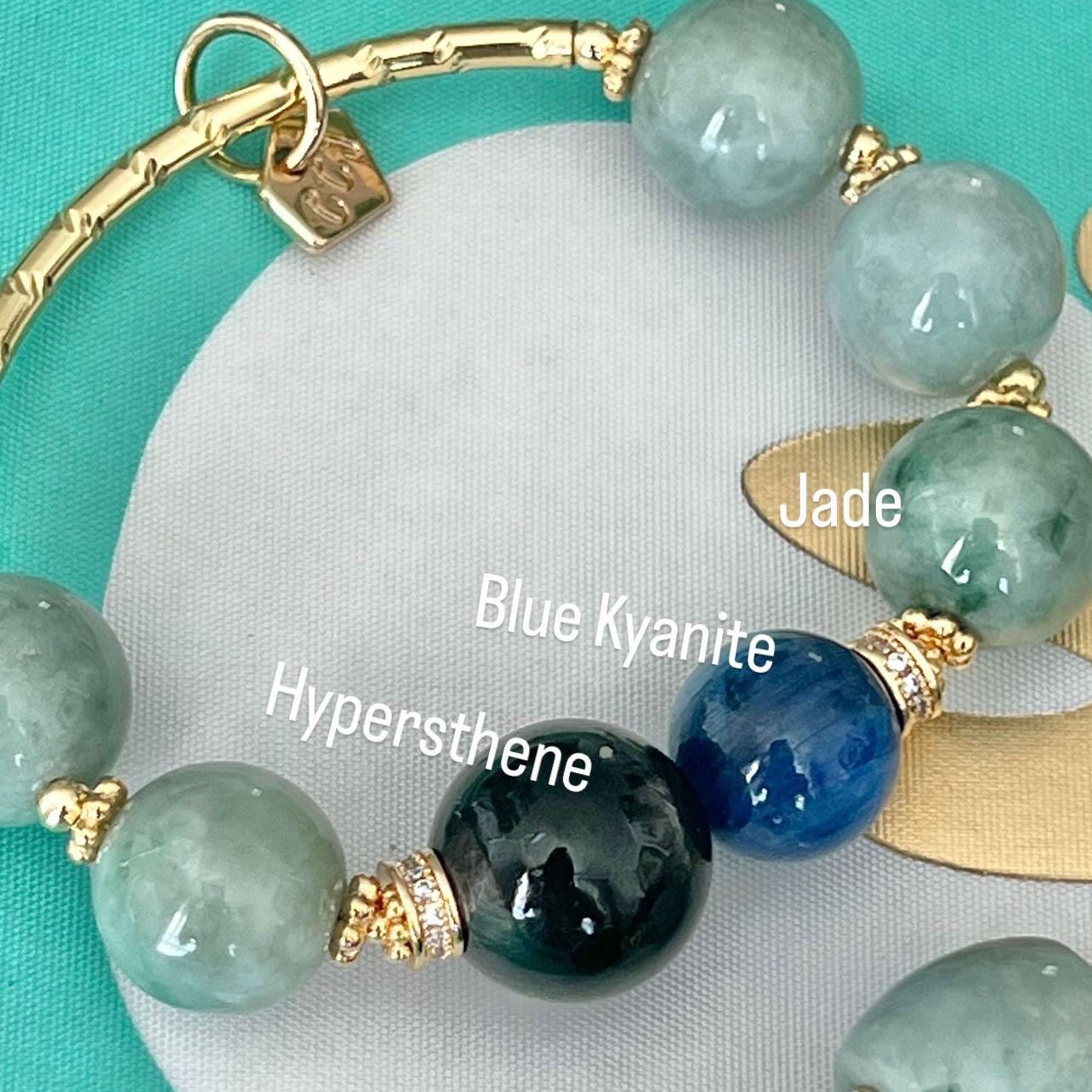 Blue Kyanite, Hypersthene & Jade Diadem Bracelet