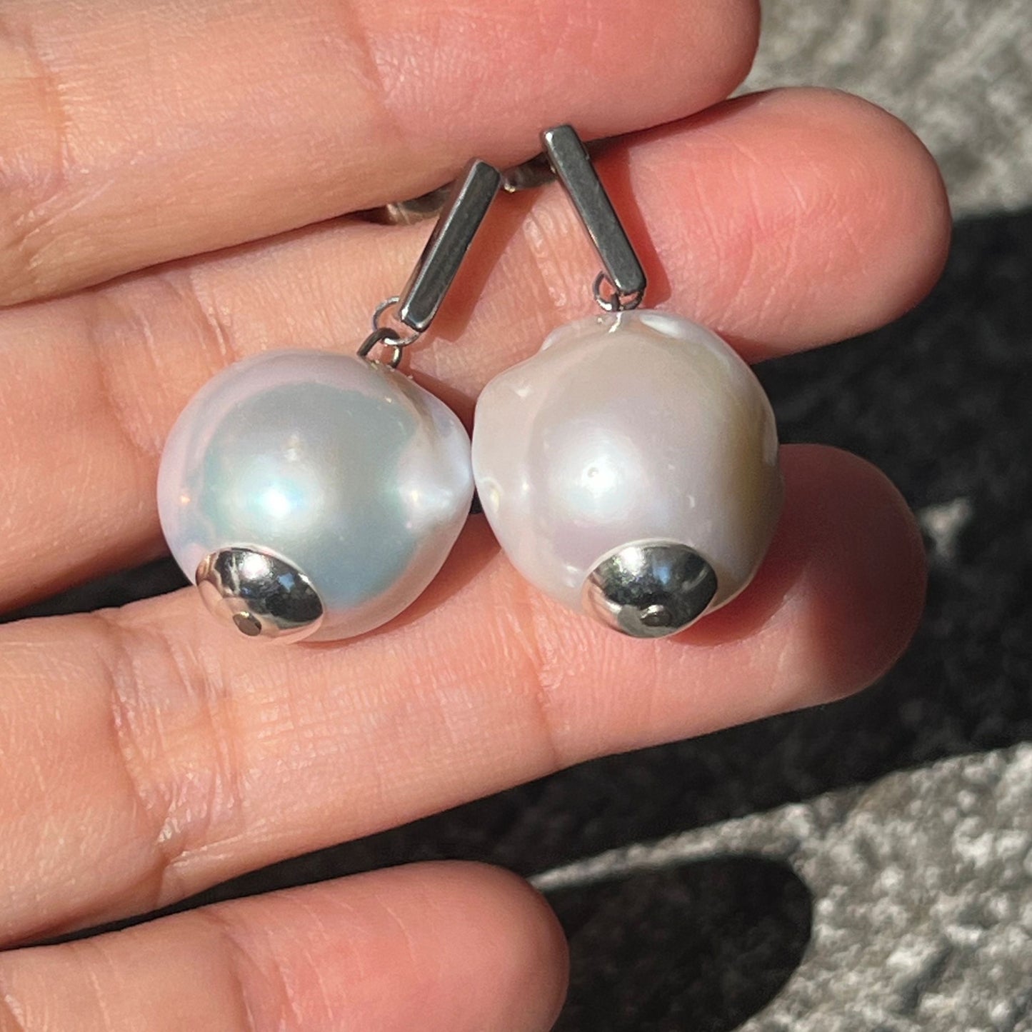 Puffy Baroque Pearl Earrings SHW