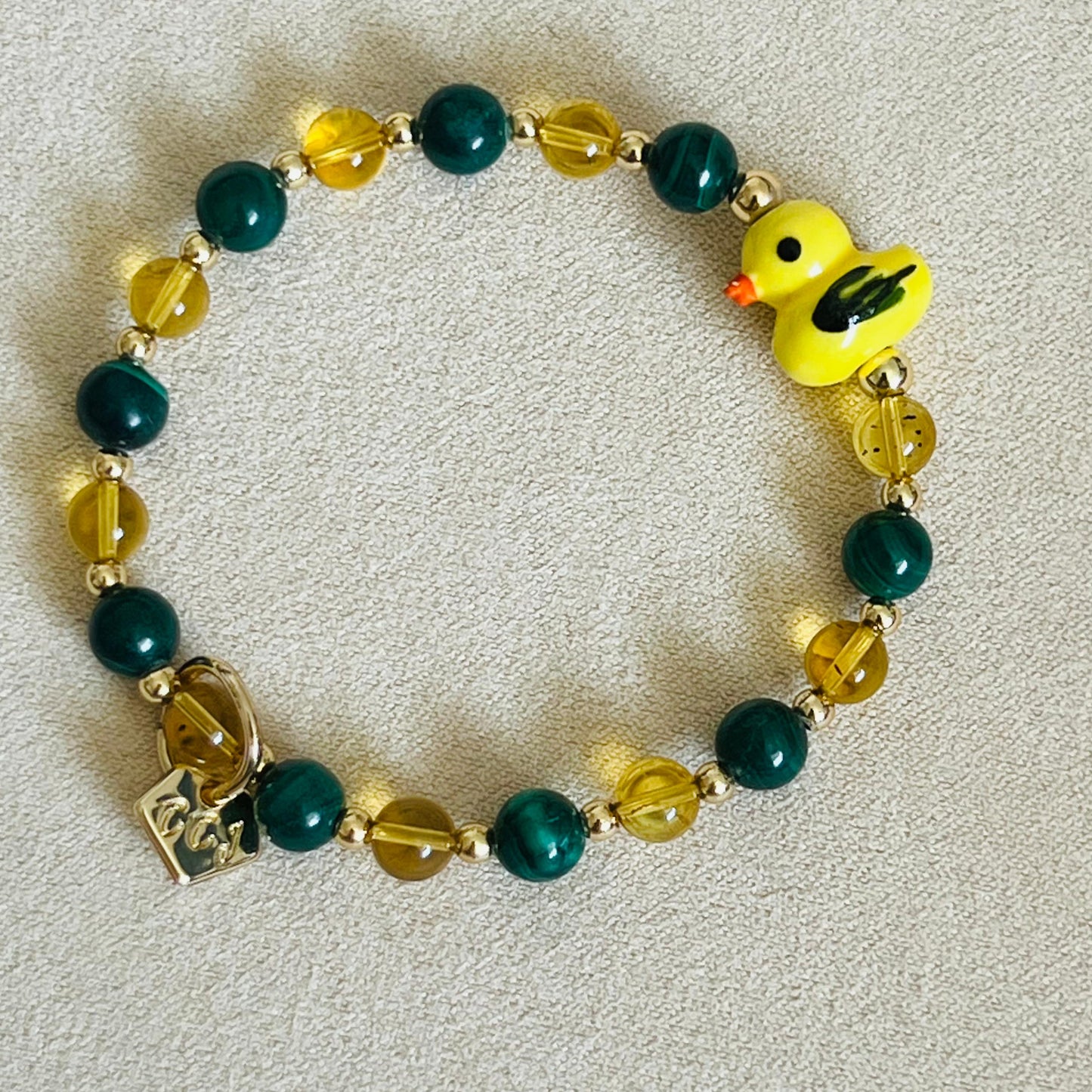 Blue Amber & Malachite Faithful Duckie Bracelet