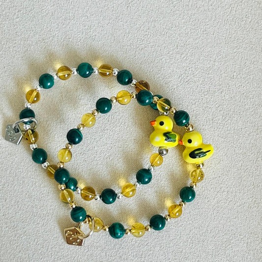 Blue Amber & Malachite Faithful Duckie Bracelet