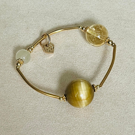 Citrine, Honey Tigereye & Libyan Desert Glass Juicy La Grace Bracelet