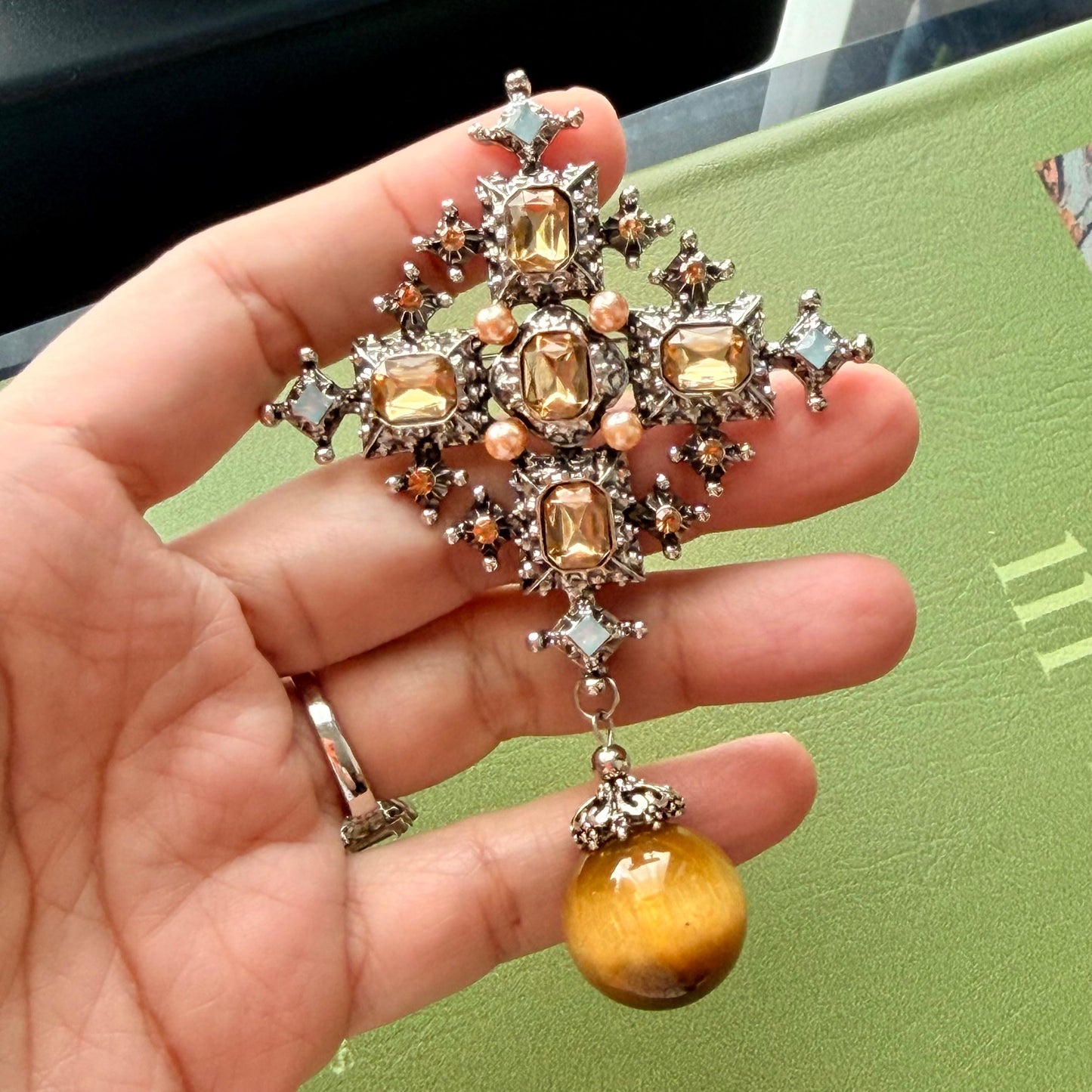 Honey Tigereye Byzantine Brooch
