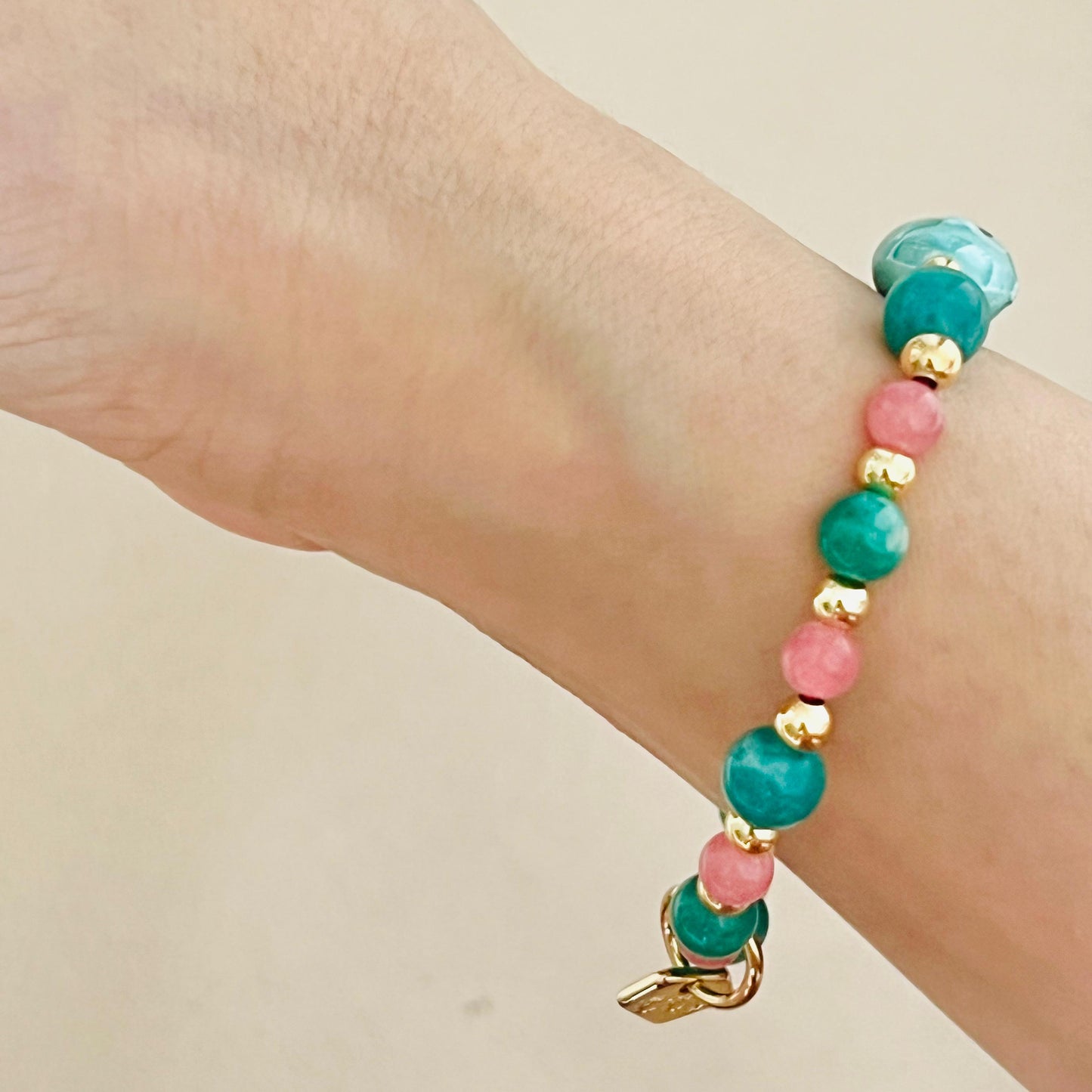 Amazonite & Rhodochrosite Money Fish Bracelet 🐟