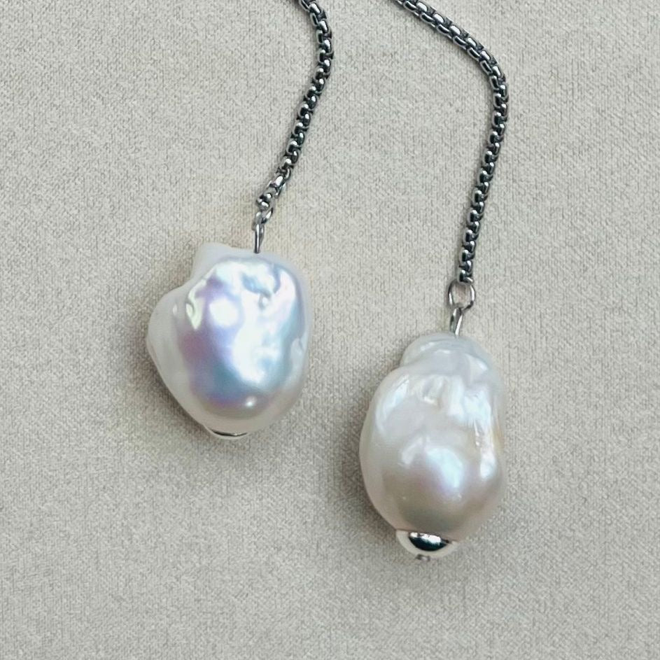 Puffy Baroque Pearl Snake Necklace SHW