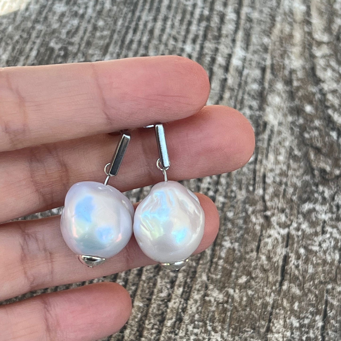 Puffy Baroque Pearl Earrings SHW