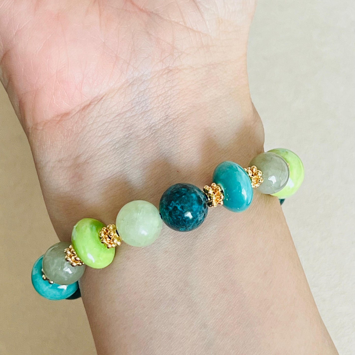 Jade, Serpentine & Turquoise Love 💚 Bracelet