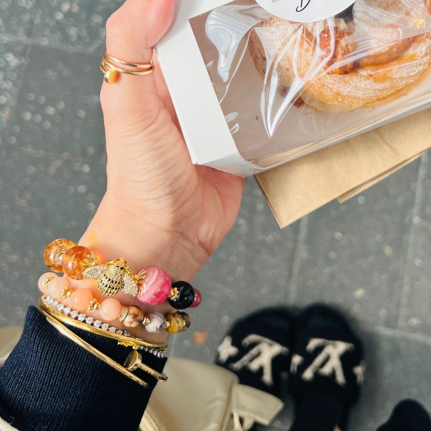 Rhodochrosite Jewel Bee Bracelet