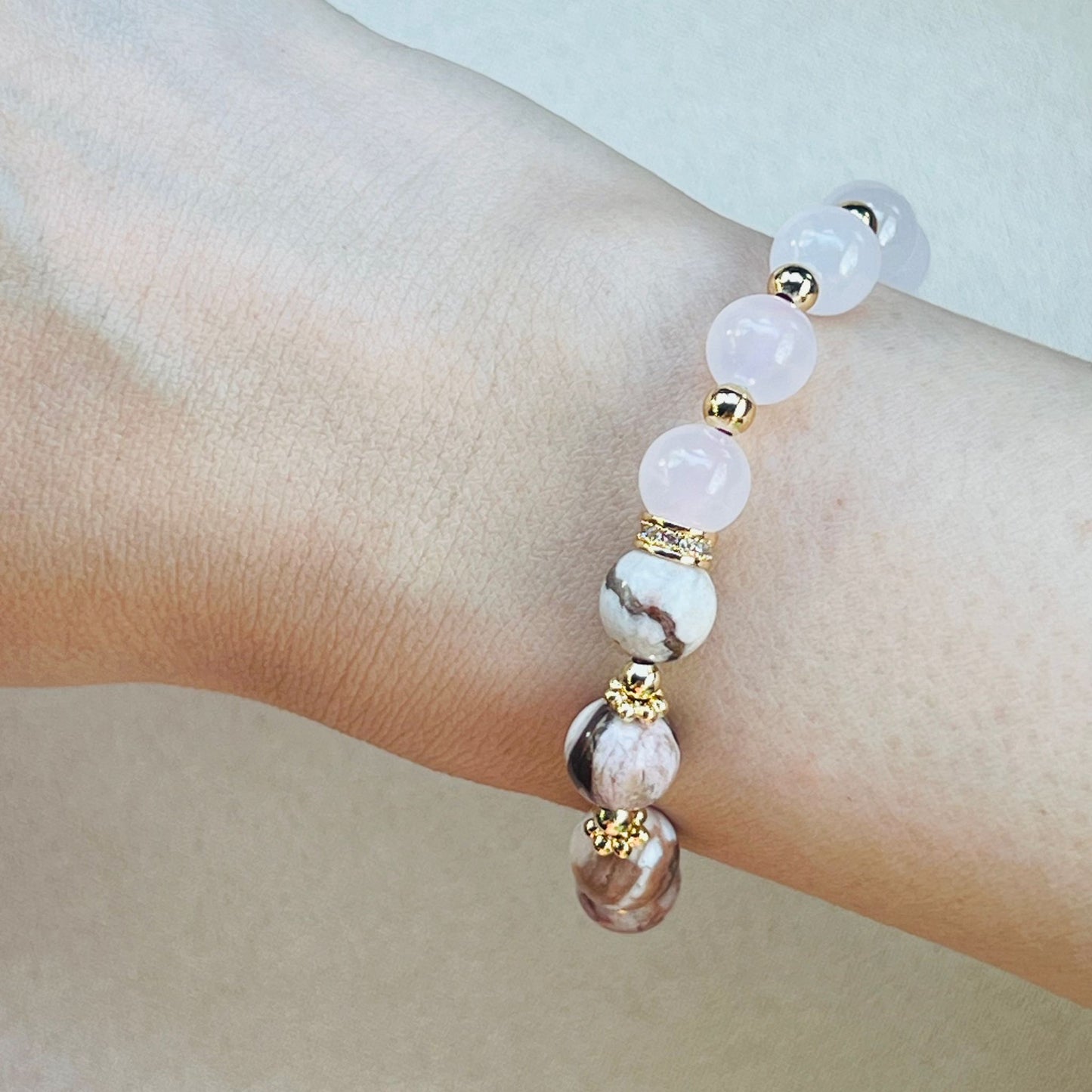 Australian Zebra Jasper & Pink Calcite Baby Bracelet