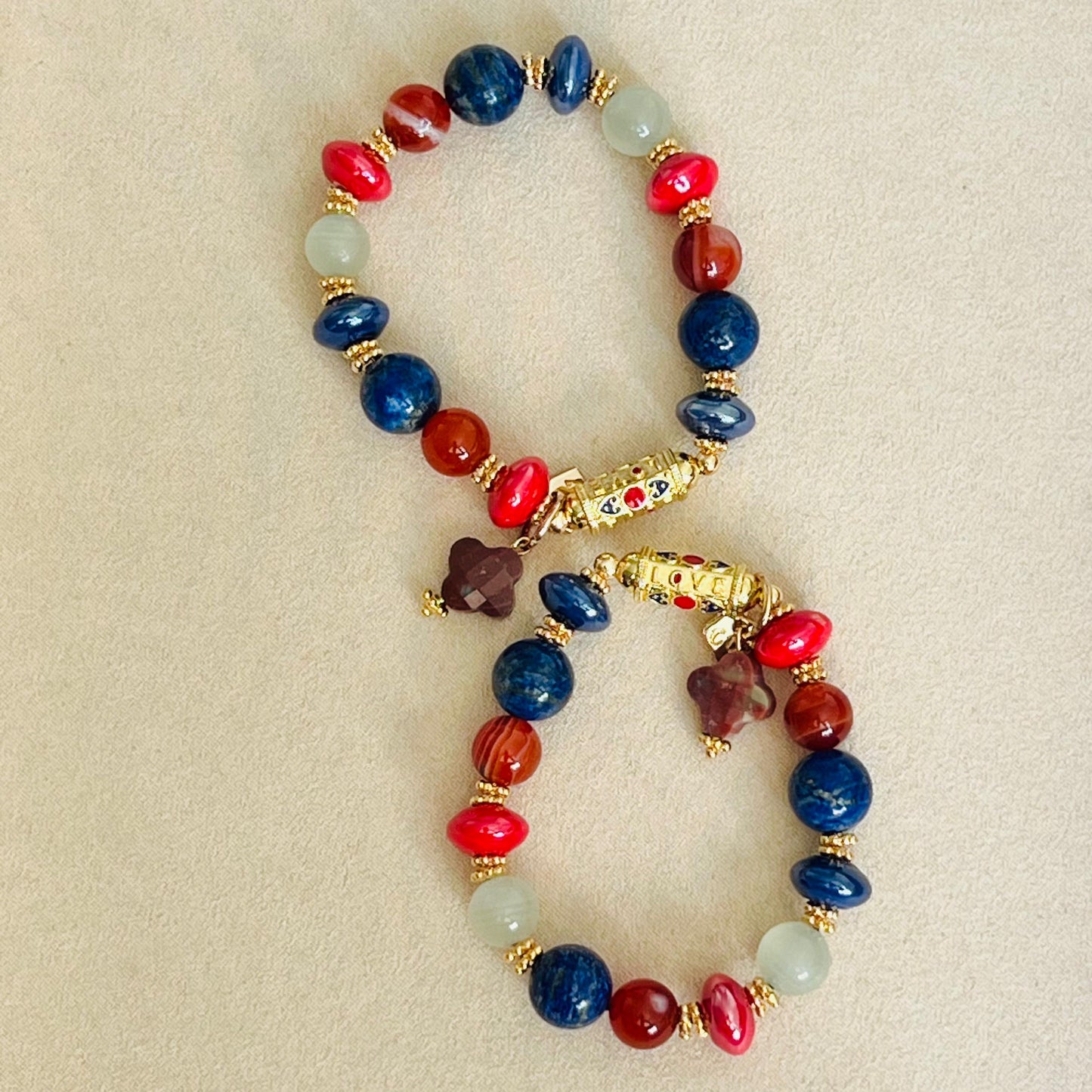 Calcite, Carnelian & Lapis Lazuli Love❤️ Bracelet