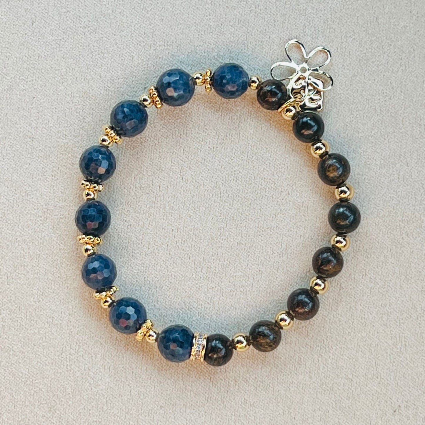 Blue Sapphire & Bronzite Baby Bracelet