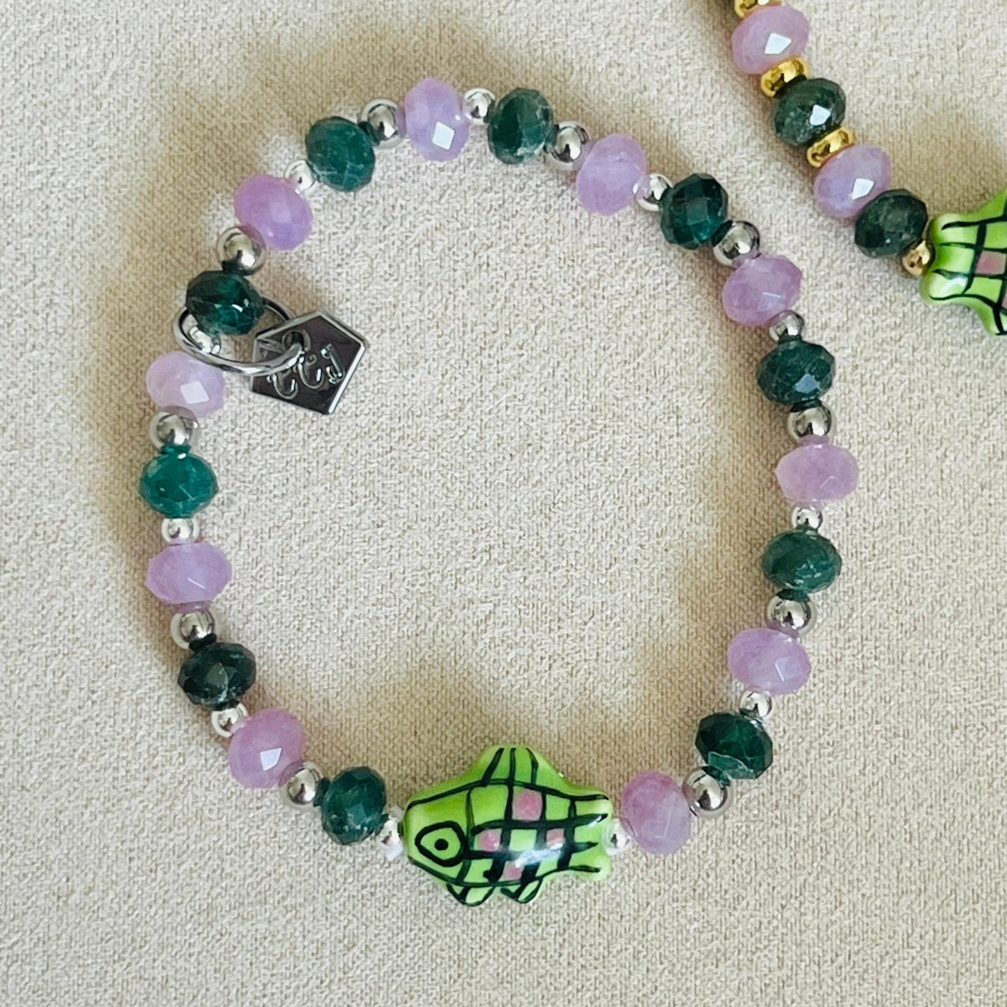 Amethyst & Green Apatite Peppermint Koi Bracelet